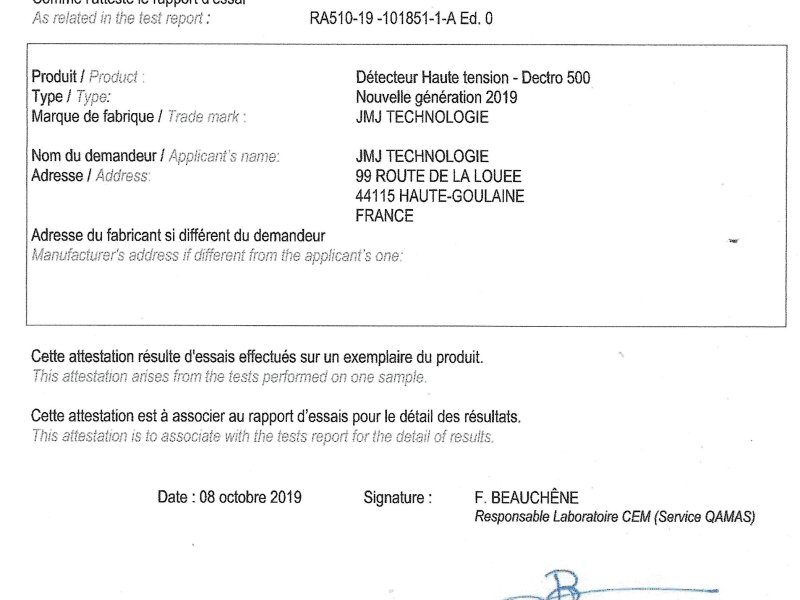 Certificat de conformité